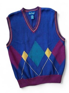 Vintage 90s Par Four Argyle V-Neck Sweater Vest